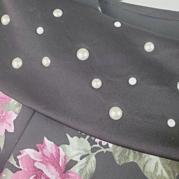 Knit Works Metallic & Pearl Floral Off the Shoulder Plus SZ Girls A-Line Dress - Picture 7 of 11